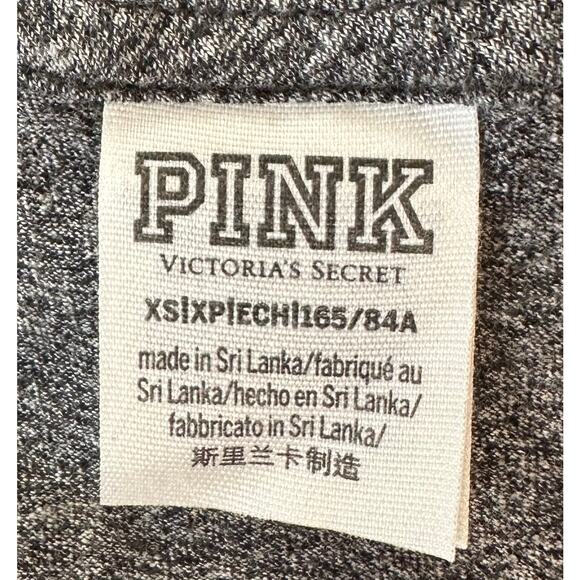 2/$15 Pink Victoria's Secret Fishnet Shoulder Crop Top Gray Short Sleeve Size XS - Picture 10 of 12